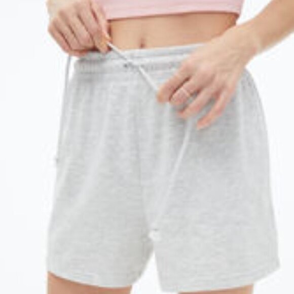 FLEECE Factory Women's High Waist Slouchy Shorts Light Grey - Picture 2 of 4